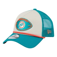 Miami Dolphins 2024 Historic Throwback NFL Sideline New Era A-Frame 9FORTY Snapback Hat