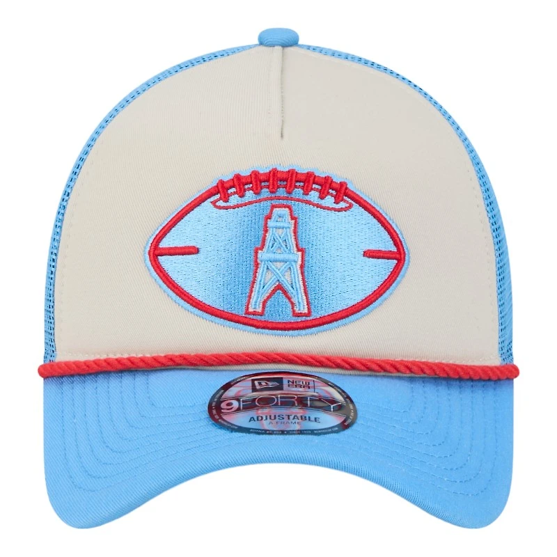 Houston Oilers 2024 Historic Throwback NFL Sideline New Era A-Frame 9FORTY Snapback Hat