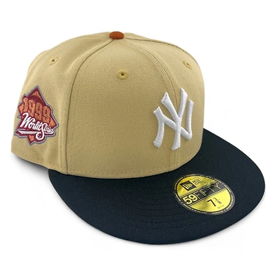 New York Yankees Tan and Black 1999 WS Patch Gray UV Era 59FIFTY Fitted Hat