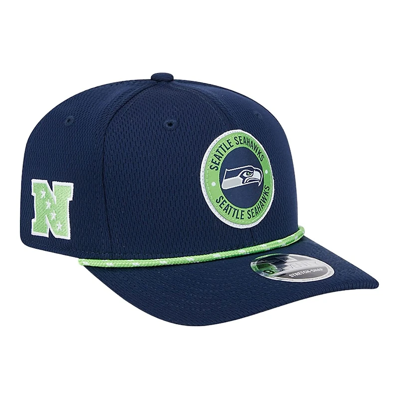 Seattle Seahawks Navy 2024 NFL Sideline New Era 9SEVENTY Stretch-Snap Hat