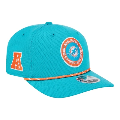 Miami Dolphins Aqua 2024 NFL Sideline New Era 9SEVENTY Stretch-Snap Hat