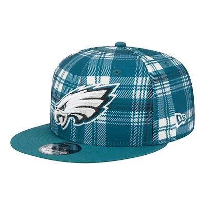 Philadelphia Eagles 2024 Sideline Statement Plaid New Era 9FIFTY Snapback Hat