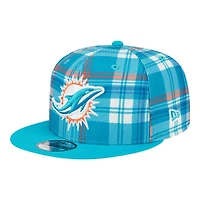 Miami Dolphins 2024 Sideline Statement Plaid New Era 9FIFTY Snapback Hat