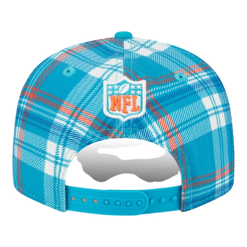 Miami Dolphins 2024 Sideline Statement Plaid New Era 9FIFTY Snapback Hat