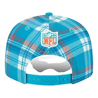 Miami Dolphins 2024 Sideline Statement Plaid New Era 9FIFTY Snapback Hat
