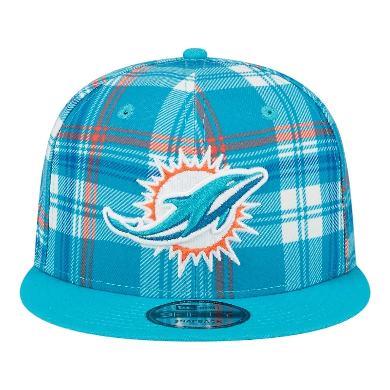 Miami Dolphins 2024 Sideline Statement Plaid New Era 9FIFTY Snapback Hat