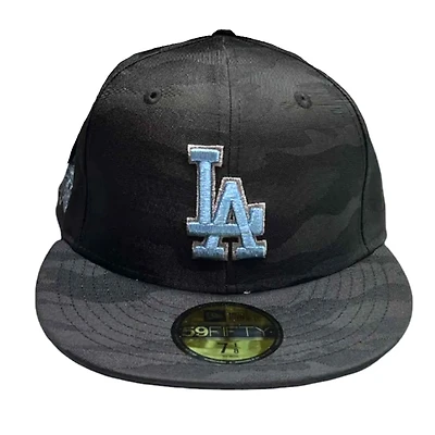Los Angeles Dodgers Black Camo Collection 100th Anniversary Patch Dark Gray UV 59FIFTY Fitted Hat