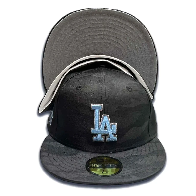 Los Angeles Dodgers Black Camo Collection 100th Anniversary Patch Dark Gray UV 59FIFTY Fitted Hat