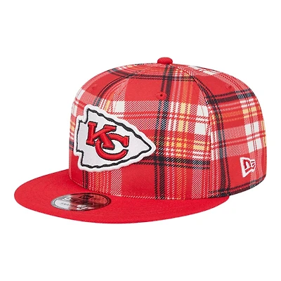 Kansas City Chiefs Red 2024 Sideline Statement Plaid New Era 9FIFTY Snapback Hat
