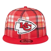 Kansas City Chiefs Red 2024 Sideline Statement Plaid New Era 9FIFTY Snapback Hat