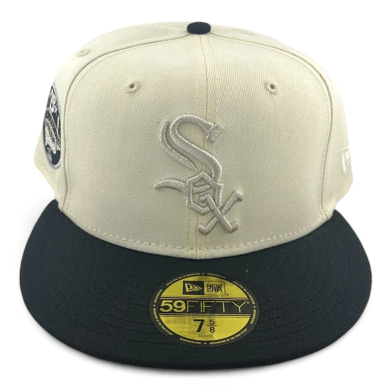 Chicago White Sox Chrome Metallic and Black 75 Years Patch Gray UV New Era 59FIFTY Fitted Hat