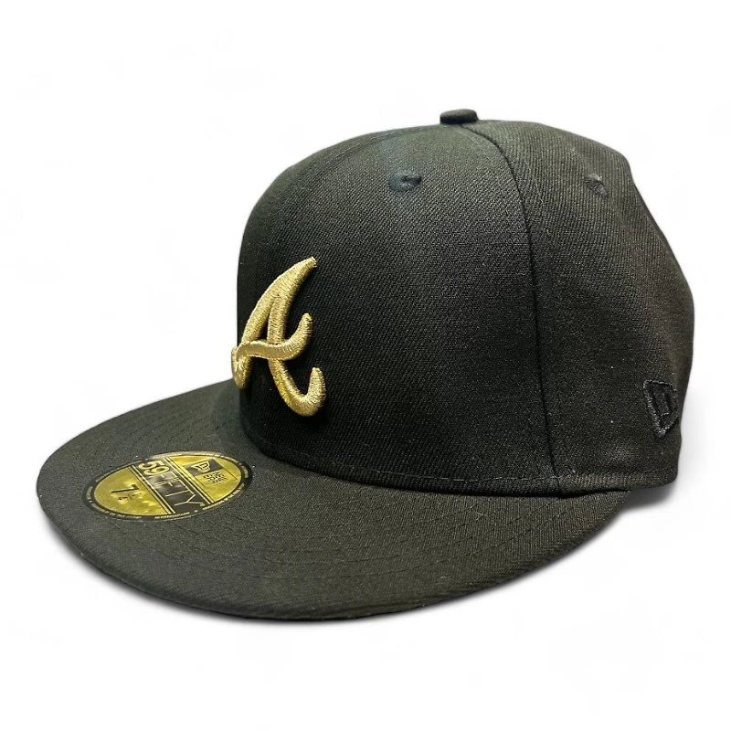 Atlanta Braves Black and Gold Metallic 40th Anni Patch Green UV New Era 59FIFTY Fitted Hat