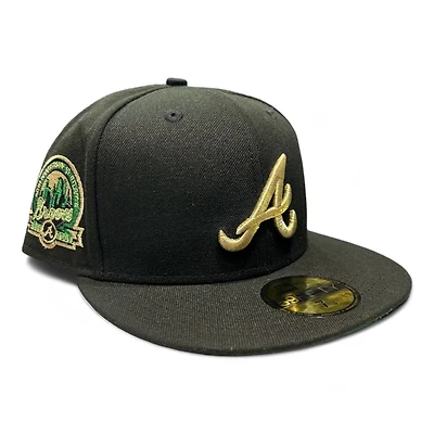 Atlanta Braves Black and Gold Metallic 40th Anni Patch Green UV New Era 59FIFTY Fitted Hat