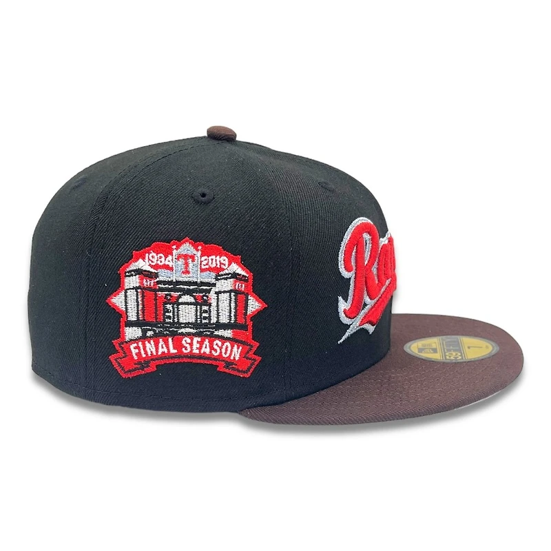 Texas Rangers Black and Brown Final Season Patch Gray UV New Era 59FIFTY Fitted Hat