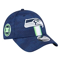 Seattle Seahawks Navy 2024 NFL Sideline New Era 9FORTY Stretch-Snap Hat