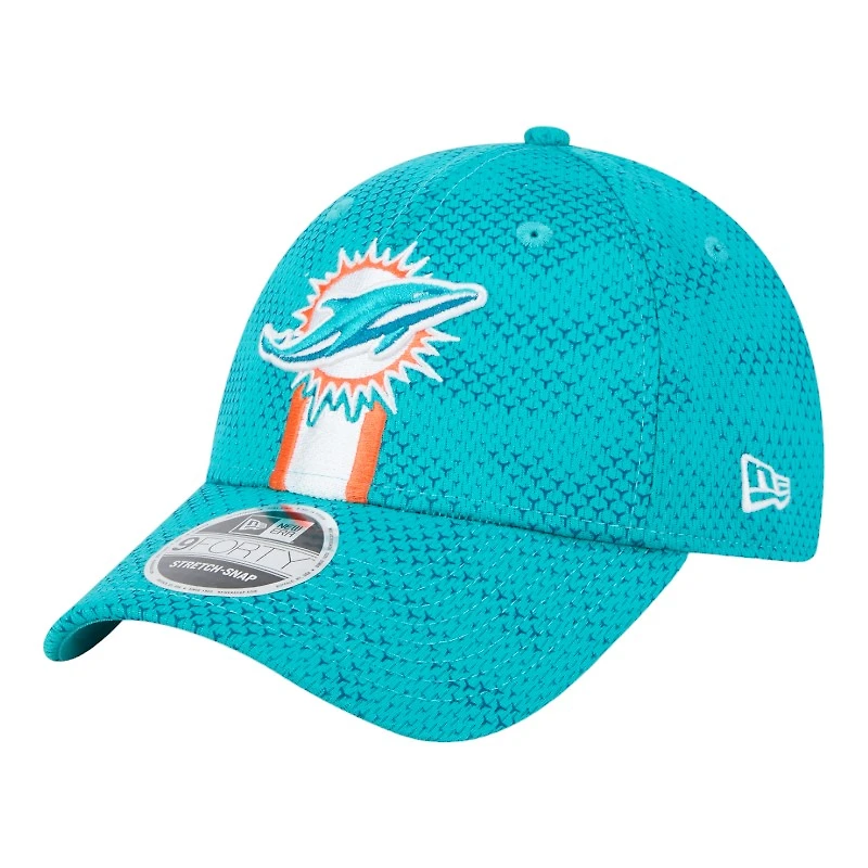 Miami Dolphins Aqua 2024 NFL Sideline New Era 9FORTY Stretch-Snap Hat