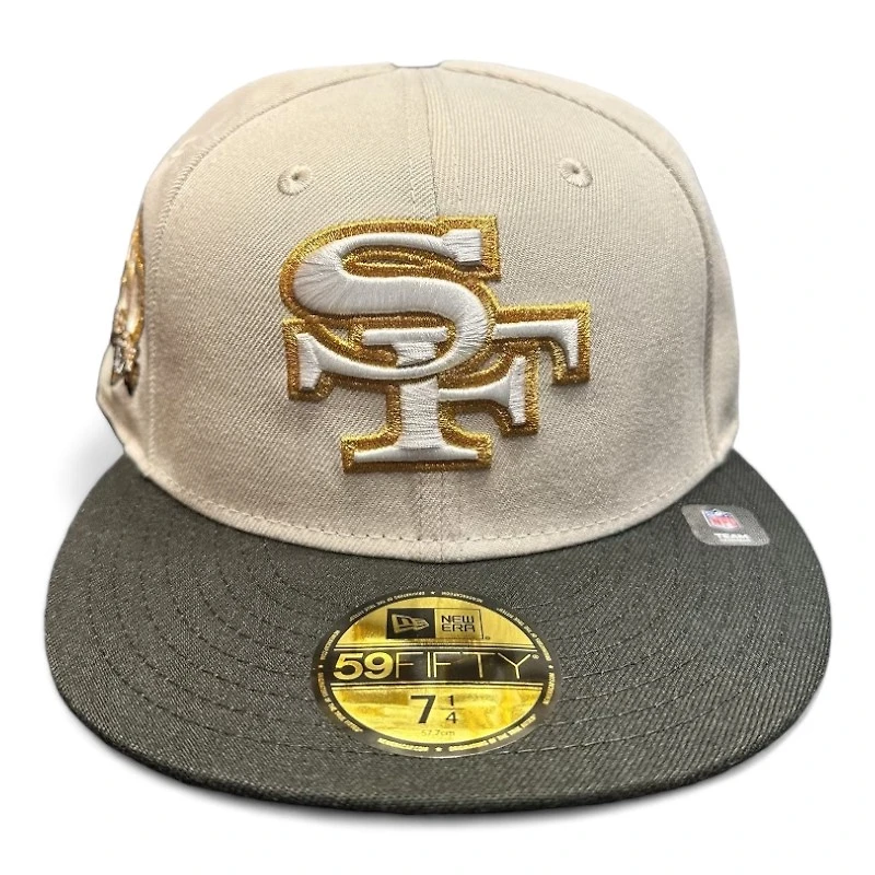 San Francisco 49ers Stone Gray and Black 60 Seasons Patch UV NFL 59FIFTY Fitted Hat