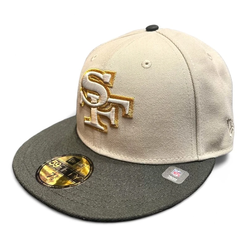 San Francisco 49ers Stone Gray and Black 60 Seasons Patch UV NFL 59FIFTY Fitted Hat