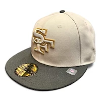 San Francisco 49ers Stone Gray and Black 60 Seasons Patch UV NFL 59FIFTY Fitted Hat