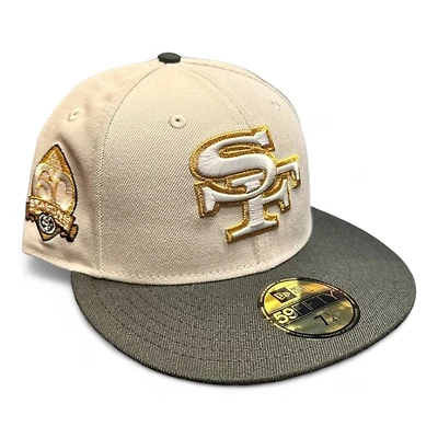 San Francisco 49ers Stone Gray and Black 60 Seasons Patch UV NFL 59FIFTY Fitted Hat