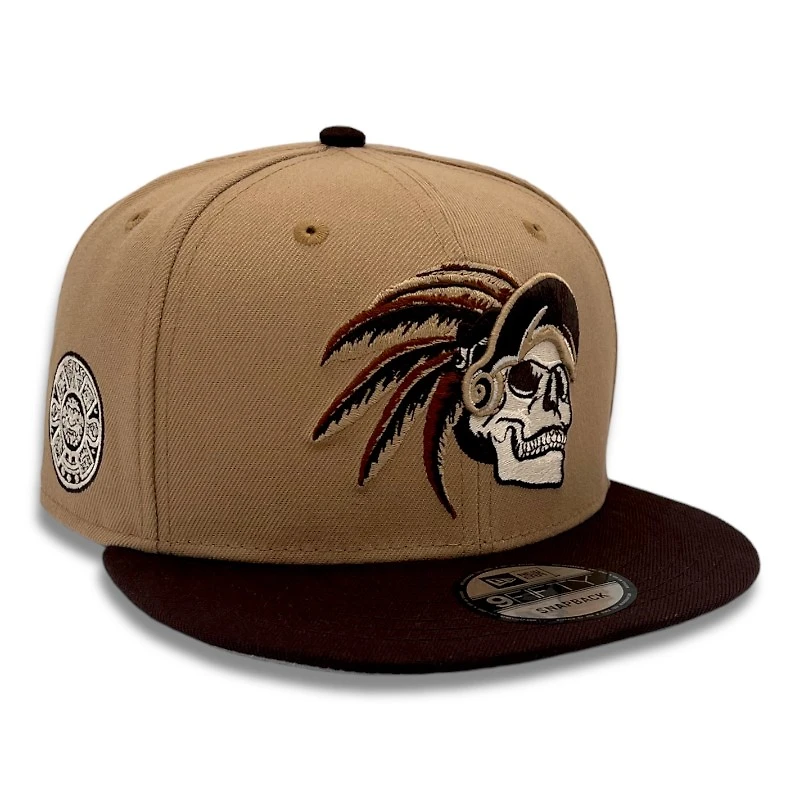 Mexico Brown Two Tone Azteca Skull Warrior Aztec Patch Gray UV New Era 9FIFTY Snapback Hat