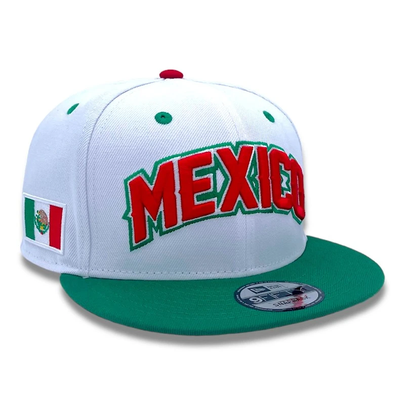 Mexico White and Green Mexico Flag Patch Gray UV New Era 9FIFTY Snapback Hat