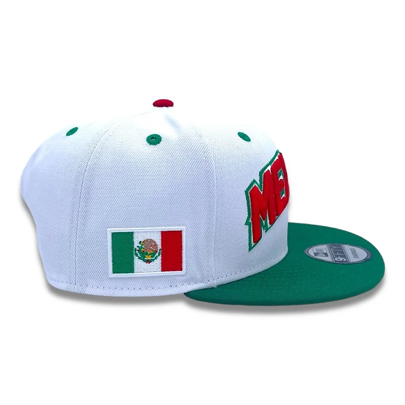 Mexico White and Green Mexico Flag Patch Gray UV New Era 9FIFTY Snapback Hat