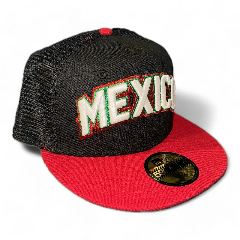 Mexico Black and Red Mesh Back Wordmark Logo Green UV New Era 59FIFTY Fitted Hat