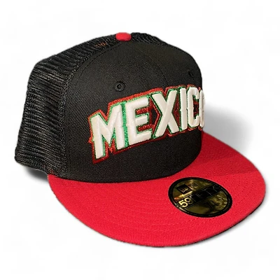 Mexico Black and Red Mesh Back Wordmark Logo Green UV New Era 59FIFTY Fitted Hat