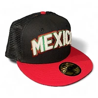 Mexico Black and Red Mesh Back Wordmark Logo Green UV New Era 59FIFTY Fitted Hat