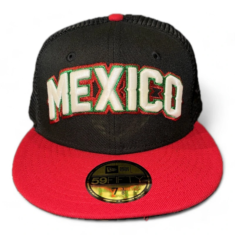 Mexico Black and Red Mesh Back Wordmark Logo Green UV New Era 59FIFTY Fitted Hat
