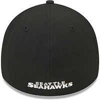 Seattle Seahawks Black Basic New Era 39THIRTY Flex Fit Hat