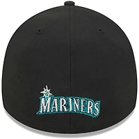 Seattle Mariners Black Basic New Era 39THIRTY Flex Fit Hat