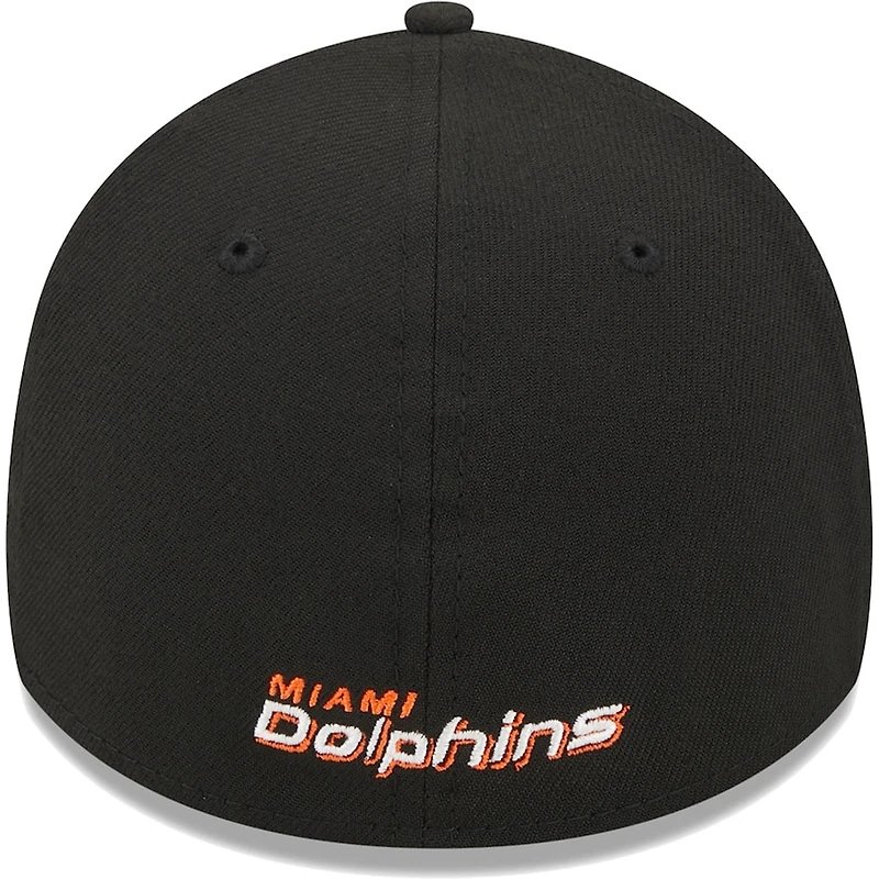 Miami Dolphins Black Basic New Era 39THIRTY Flex Fit Hat