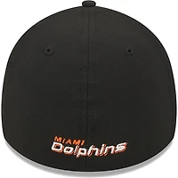 Miami Dolphins Black Basic New Era 39THIRTY Flex Fit Hat
