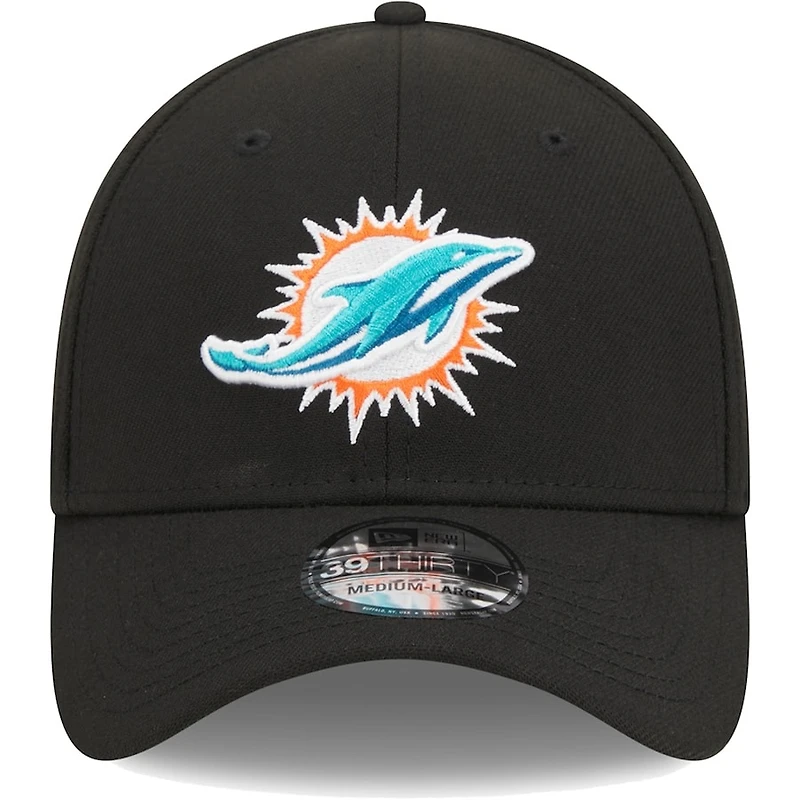 Miami Dolphins Black Basic New Era 39THIRTY Flex Fit Hat