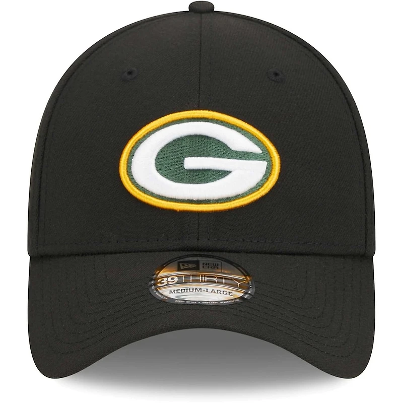 Green Bay Packers Black Basic New Era 39THIRTY Flex Fit Hat