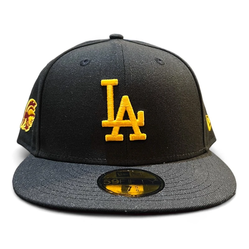 Los Angeles Dodgers Black and Gold USC Patch Red UV New Era 59FIFTY Fitted Hat