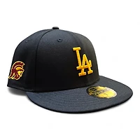 Los Angeles Dodgers Black and Gold USC Patch Red UV New Era 59FIFTY Fitted Hat