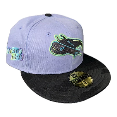 Tampa Bay Rays Lavender and Black Tonal City Connect Logo Patch Gray UV New Era 59FIFTY Fitted Hat