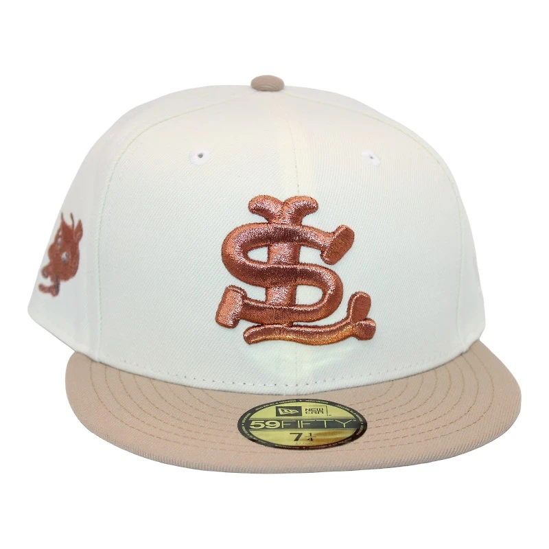 St. Louis Cardinals Cream and Khaki "FHM DPM Stock Pack" St Browns Mascot Patch Gray UV New Era 59Fifty Fitted Hat