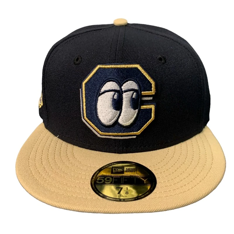 Chattanooga Lookouts Navy and Tan Southern League Patch Gray UV New Era 59FIFTY Fitted Hat