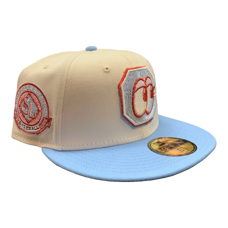 Chattanooga Lookouts Chrome and Light Blue Southern League Patch Red UV New Era 59FIFTY Fitted Hat