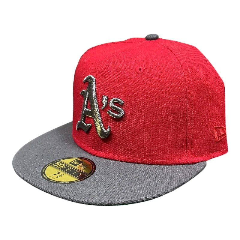 Oakland Athletics Cardinal Red and Graphite Battle of Bay Patch Green UV New Era 59FIFTY Fitted Hat