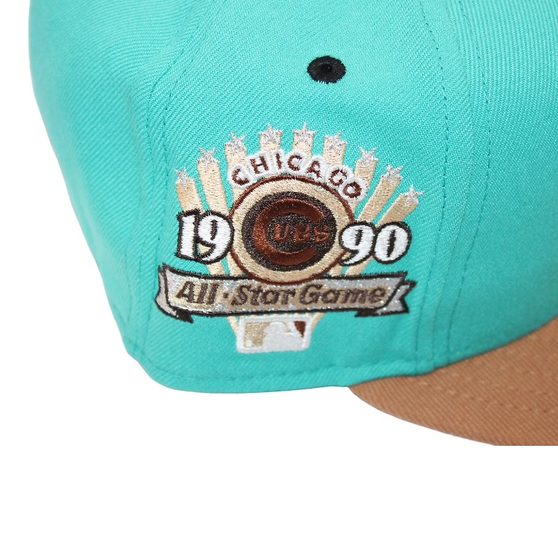 Chicago Cubs Aqua and Tan "215 Aux Pack" 1990 ASG Patch Pink UV New Era 59Fifty Fitted Hat