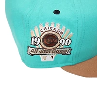 Chicago Cubs Aqua and Tan "215 Aux Pack" 1990 ASG Patch Pink UV New Era 59Fifty Fitted Hat