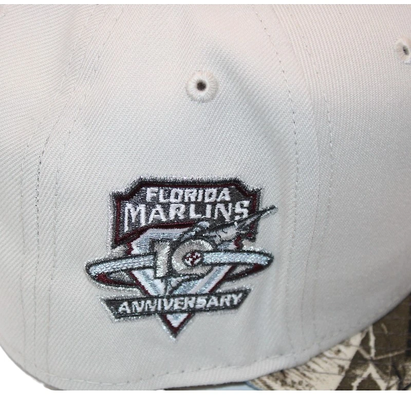 Miami Marlins Stone and Realtree Edge "215 Aux Pack" 10th Anniversary Patch Icy Blue UV New Era 59Fifty Fitted Hat