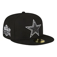 Dallas Cowboys Black and White Super Bowl XXVII NFL New Era 59FIFTY Fitted Hat