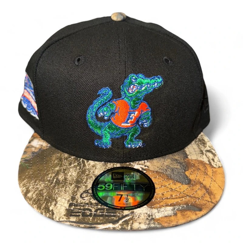 Florida Gators Black and Realtree Camo 2006 National Champs Patch Gray UV NCAA New Era 59FIFTY Fitted Hat