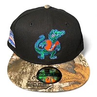 Florida Gators Black and Realtree Camo 2006 National Champs Patch Gray UV NCAA New Era 59FIFTY Fitted Hat